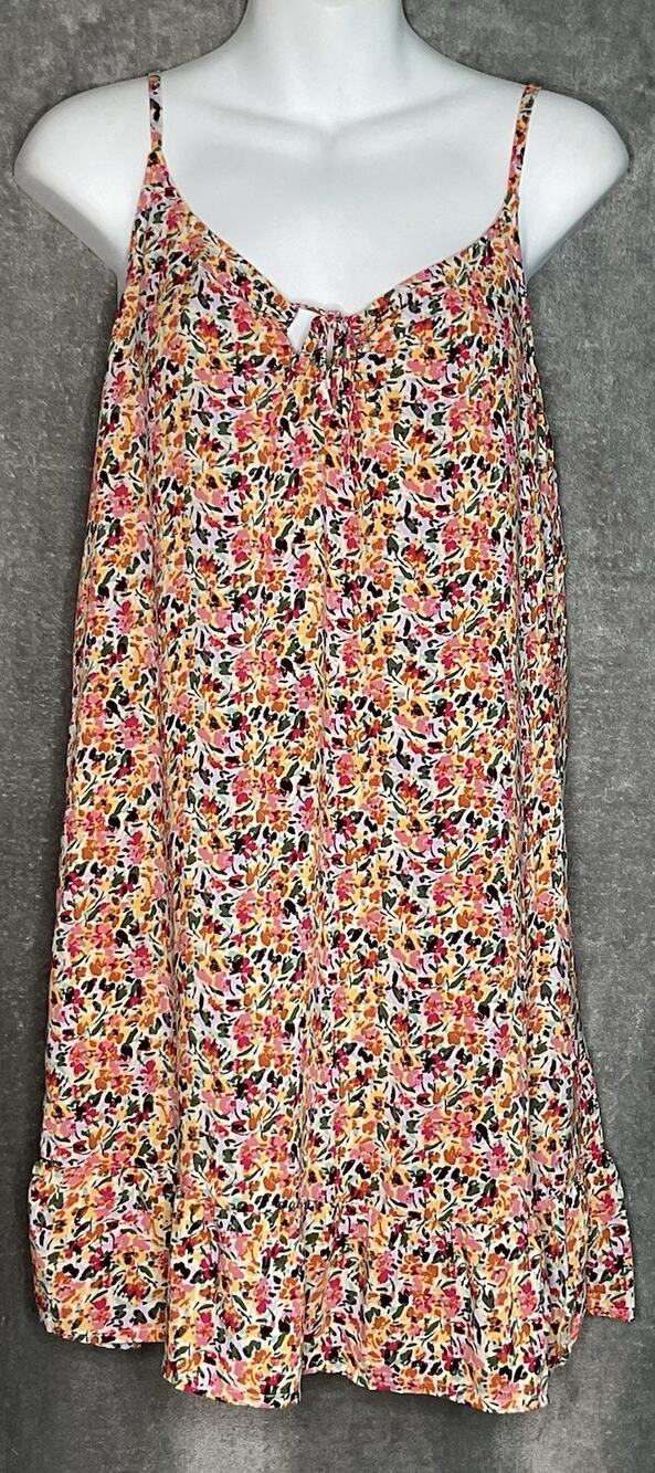 Roxy Floral Medium Mini Dress Womens Strappy Boho Beach Summer Multicolor